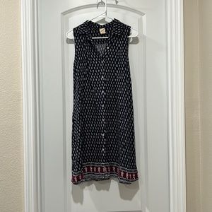 Faded Glory Navy Blue/Maroon button down sleeveless dress. S 4-6. Has pockets